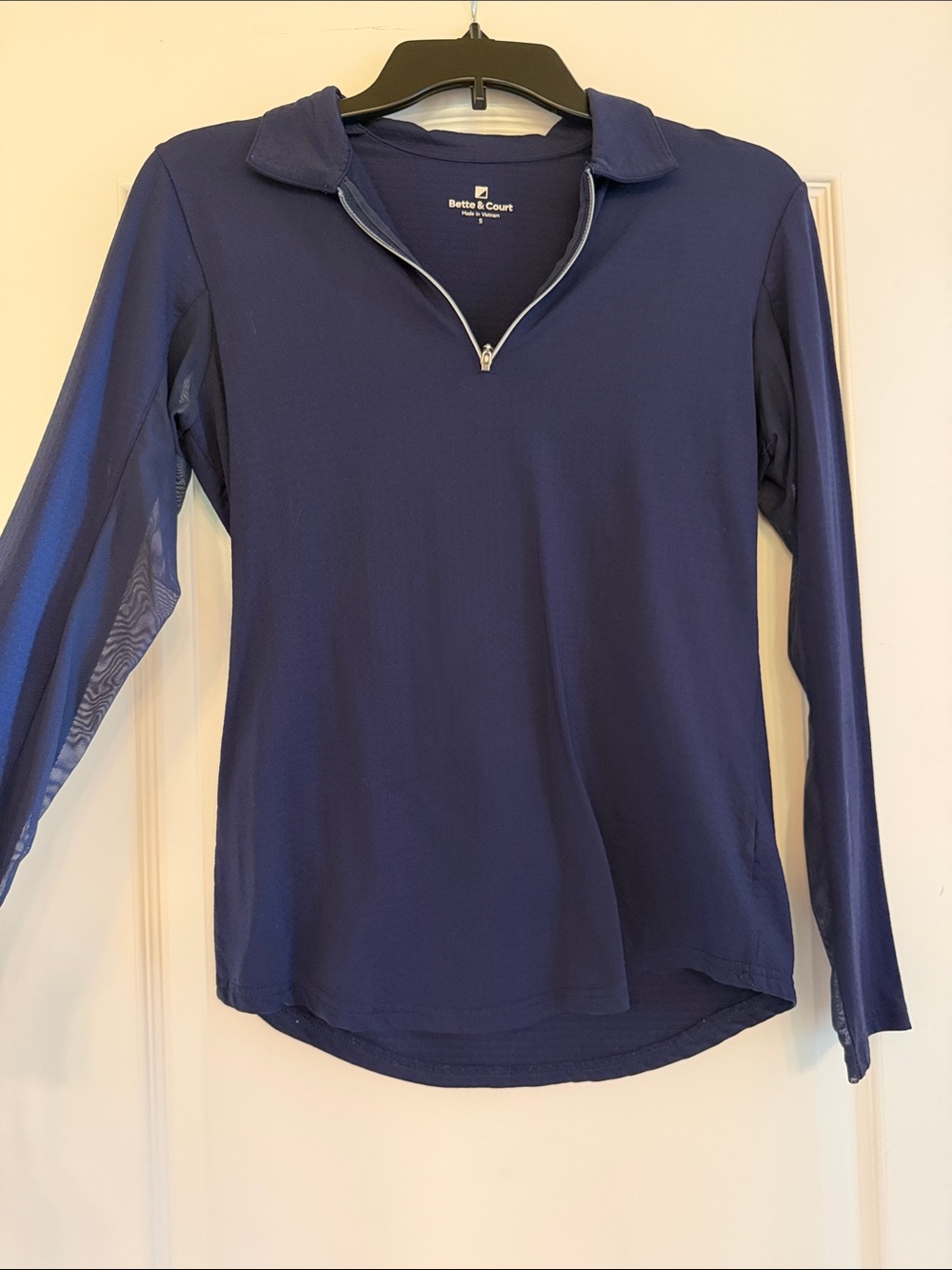 Navy Long-Sleeve Zip Polo Top
